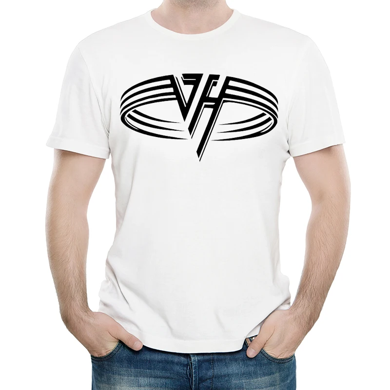Van Halen Футболка белая Цвет Мужская мода короткий рукав Band Логотип футболка Майки
