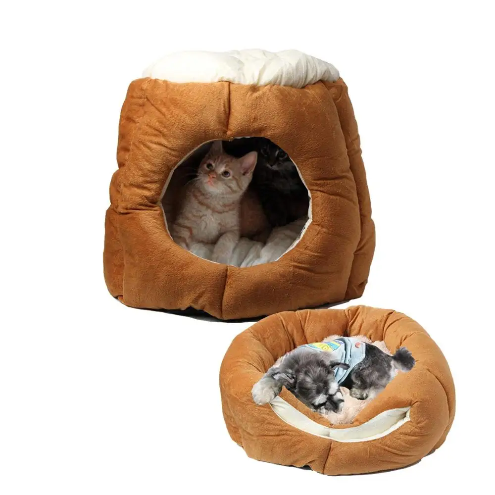 

Foldable Cat Puppy Bed Winter Warm Nest With Mat Breathable Chihuahua Cat Beds Mat Cushion