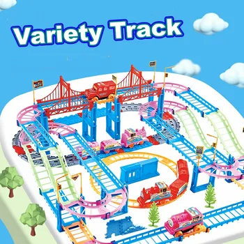 

A1 DIY New railway toys of qumitoys train track electric car Baby educational plastic toys intelligence toys for 6 years