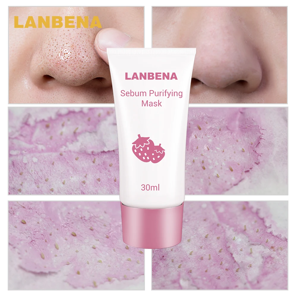 

LANBENA Strawberry Blackhead Black Dots Remover Black Mask Deep Cleansing Nose Pore Strip Oil-Control Acne Treatment Cosmetics