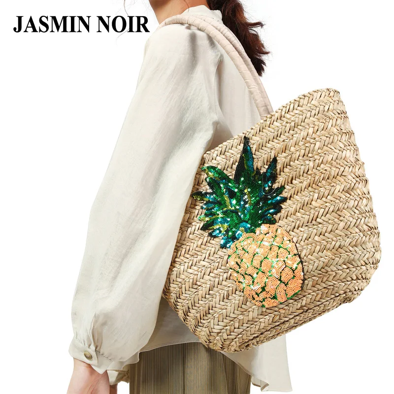 

Fashion New Straw Summer Women Shoulder Bag Female Pineapple Hobos Beach Handbag Designer Casual Retro Large Shopping Tote Bag
