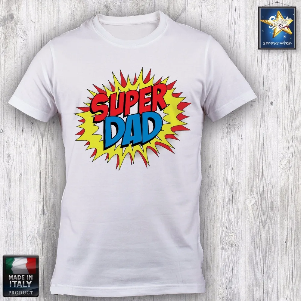 Футболка Uomo Superpapa Superdad Festa Del Papa Simpatica Divertente Idea Regalo Напечатаны Чистого Хлопка