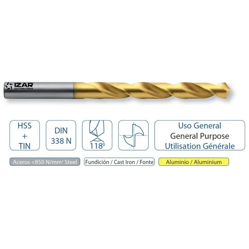IZAR 29166 Drill HSS DIN338n Classic tin 11 80 мм|Аксессуары для электроинструментов| |
