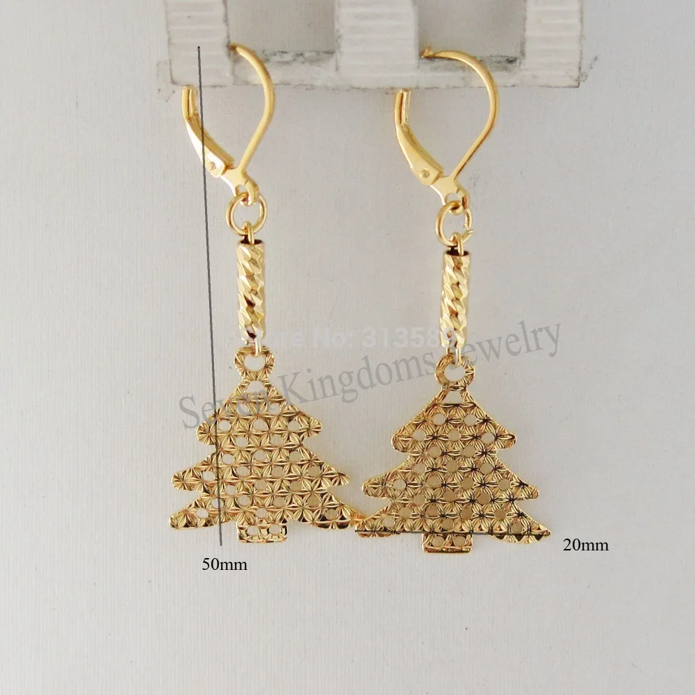 Foromance/ YELLOW GOLD OVERLAY FILLED PLATED MERRY CHRISTMAS TREE DANGLER 2&quot EARRING/ GREAT GIFT/ | Украшения и аксессуары