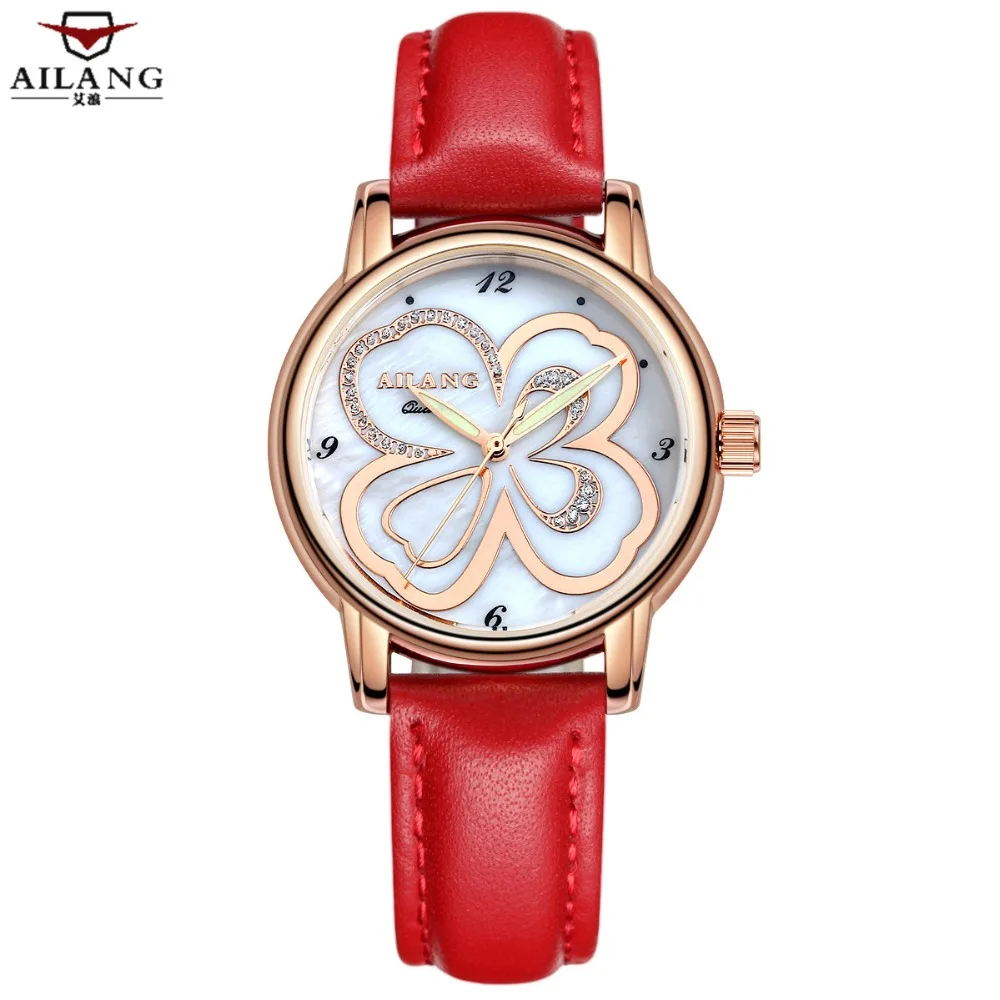 

Brand New Genuine Leather Upper Butterfly Flower montre Femme casual Dress Ladies Quartz Watch Wrist Watch Women's Watch Red