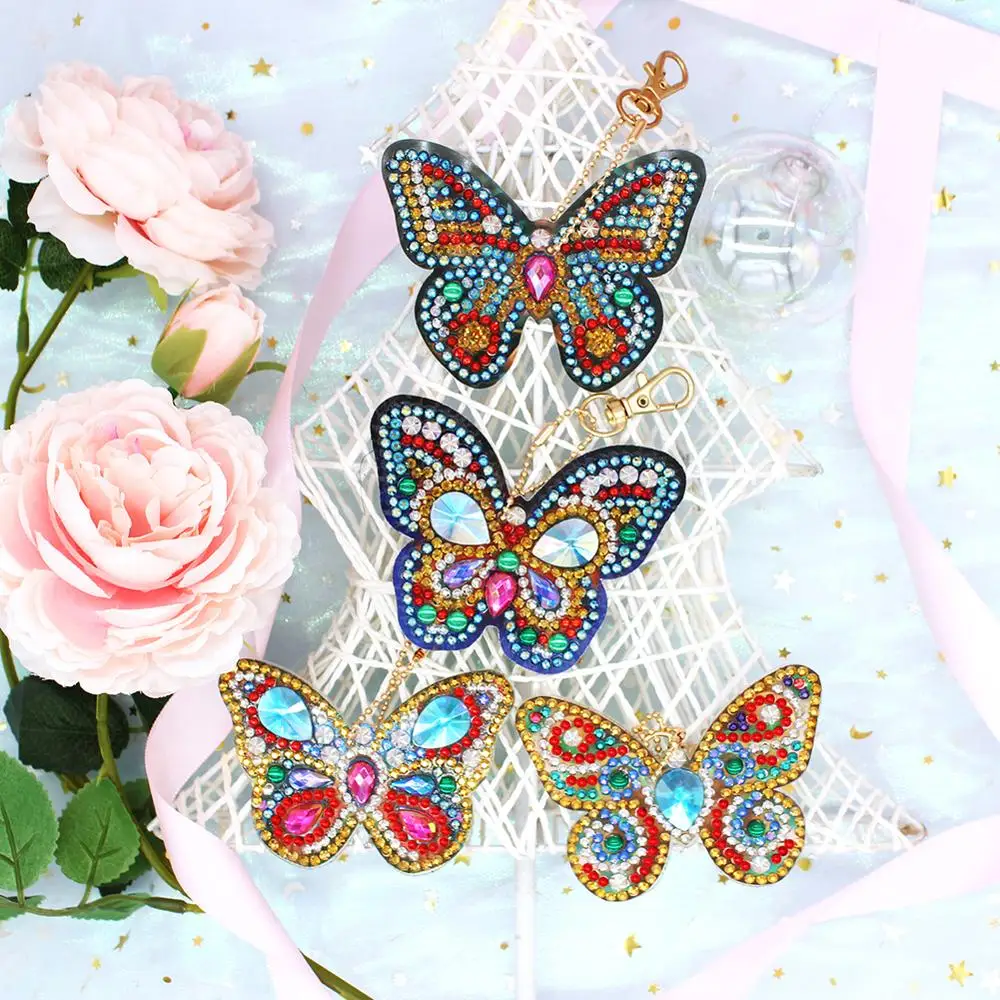 

6Pcs/set Butterfly DIY Diamond Key Ring Creative Keyring Decor Hanging Kit for Girls Women Handbags Drop Shipping