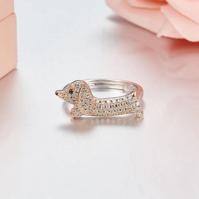 Высокое качество Горячая Мода 100% 925 пробы серебро Французский бульдог Собака безымянный палец для Для женщин щенок Серебряные ювелирные