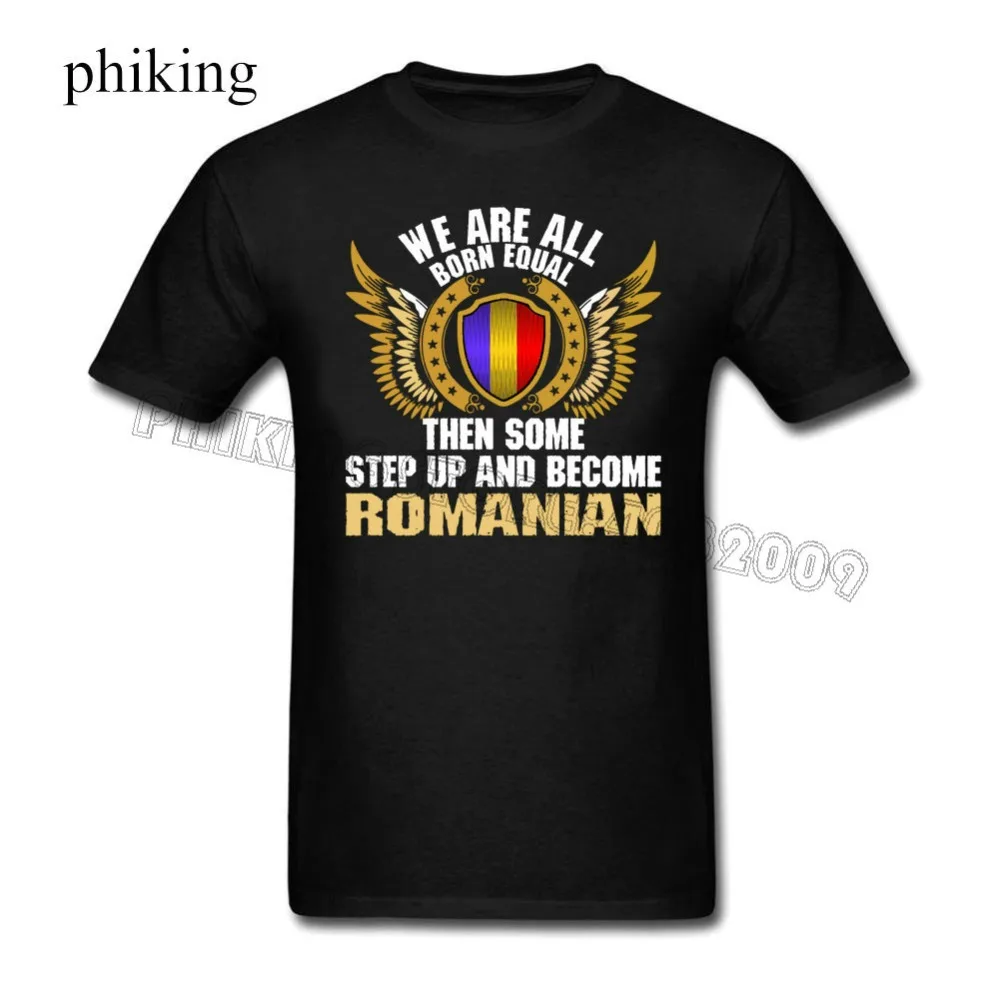 Shirt Shop Short New Style Shield Flag We Are All Born Equal Than Some Step Up And Become Romanian Crew Neck Mens Tee | Мужская одежда