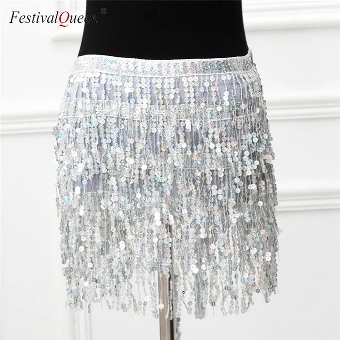 FestivalQueen, сексуальная бандажная юбка с бахромой и блестками, женская летняя пляжная короткая мини-юбка, женские вечерние юбки для танцев - Цвет: silver skirt