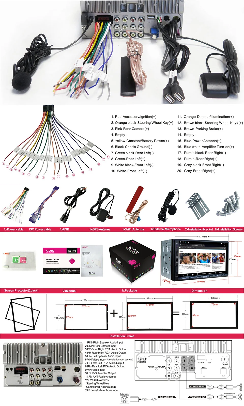 ATOTO A6 2 Din Android GPS для автомобиля, стерео плеер/2x Bluetooth/A6Y2721PRB-G/руки жест управление/Indash Мультимедиа Радио/wi fi USB