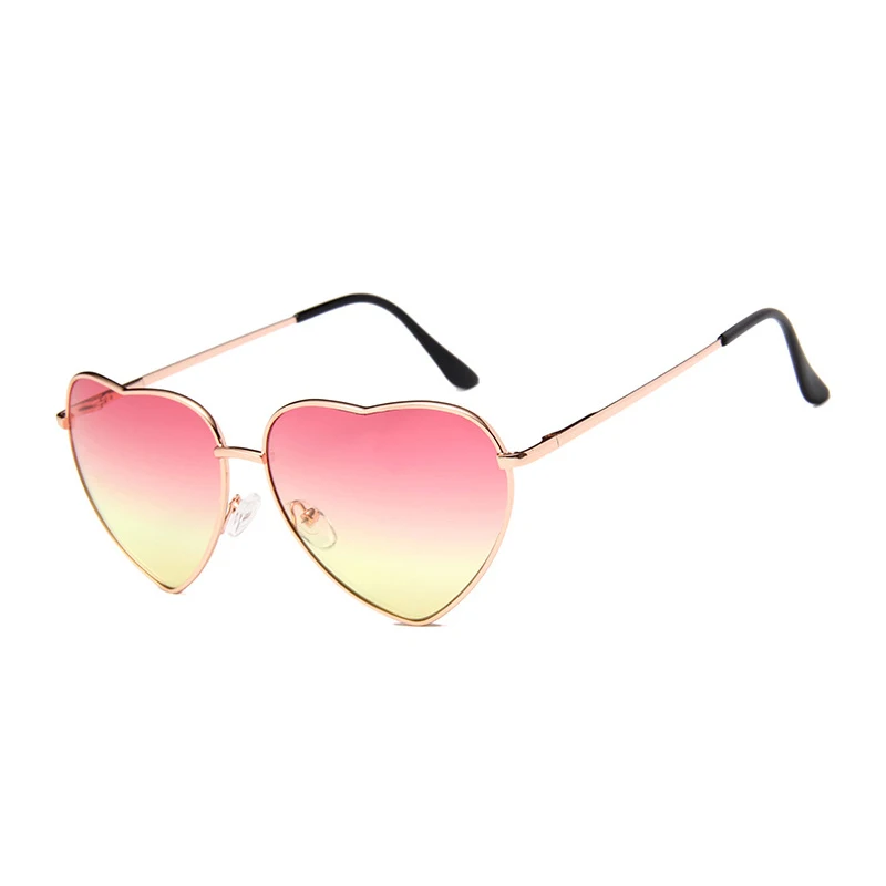 SIMPRECT, женские солнцезащитные очки с сердечком,, Ретро стиль, градиентная металлическая оправа, солнцезащитные очки, фирменный дизайн, Ретро стиль, Lunette De Soleil Femme - Цвет линз: 1