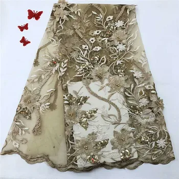 

African Tulle Lace High Quality 3D flowers African Beads Lace Fabric The New Listing African Guipure Lace Fabric A1014-2