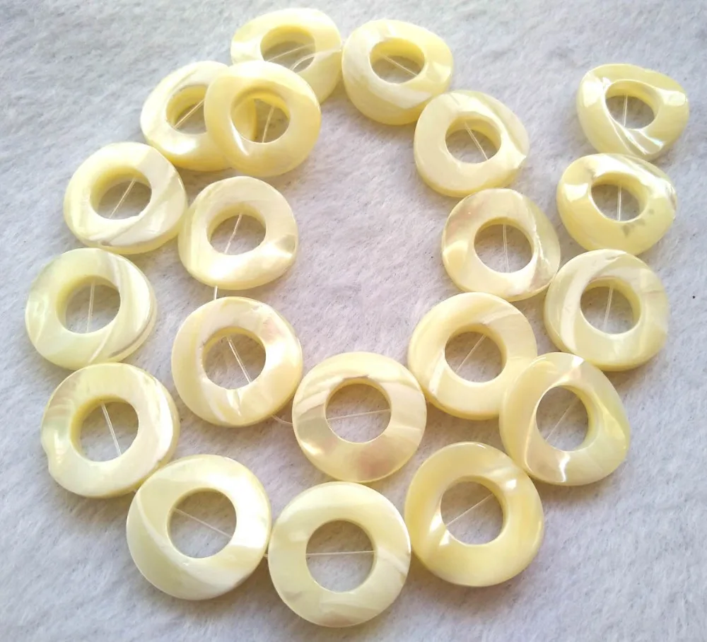 

Wholesale Genuine Pearl Shell Donut Circle Round Shape Beads Mop white Shell Beads Full strand 16" 8-18mm