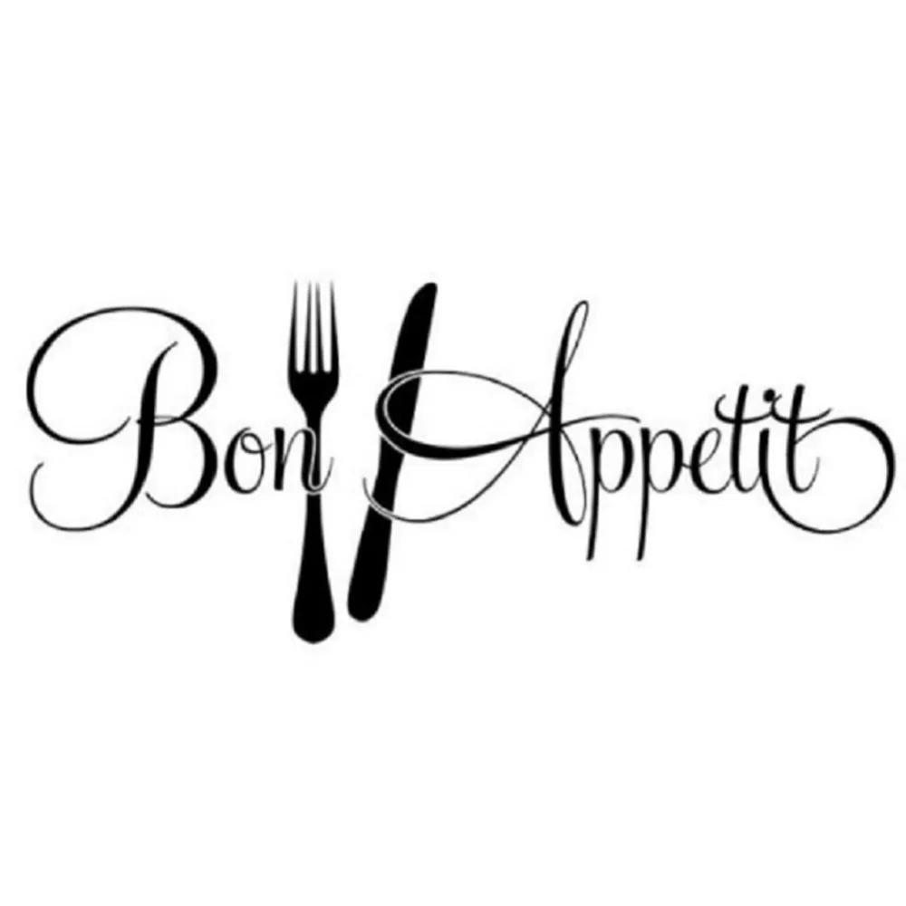 New Removable Bon Appetit Words Pattern Kitchen Dining Wall Sticker Home Room Decor Waterproof Stickers New Promotion