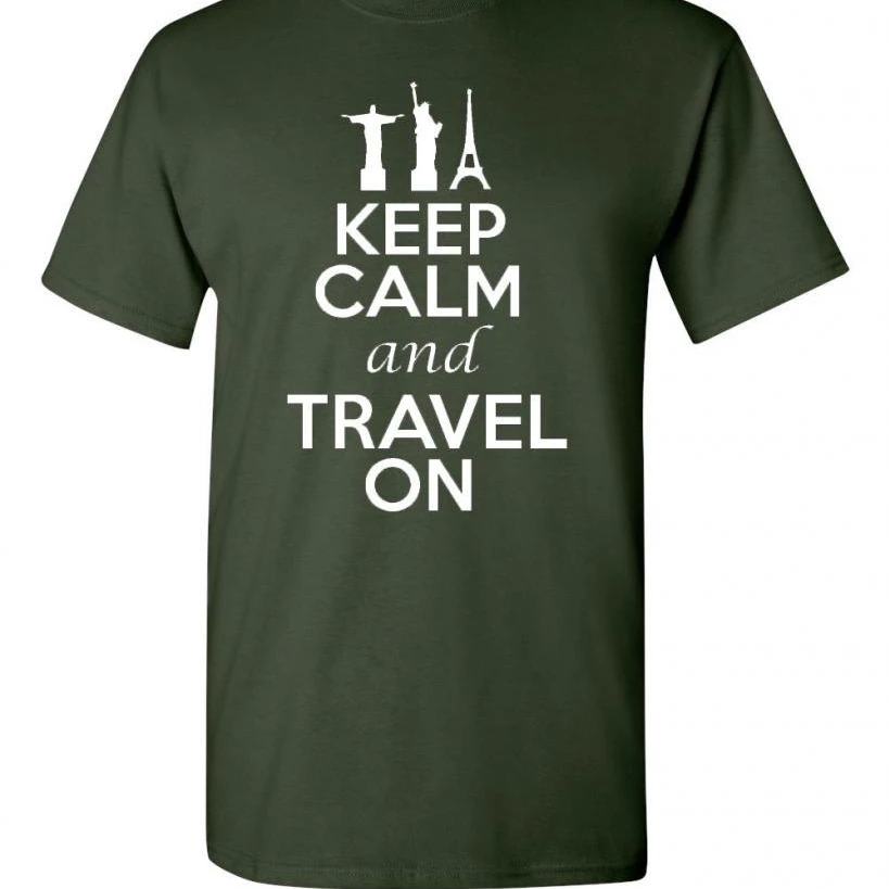 Keep Calm and Travel On Adult Unisex T-Shirt Tee (4)