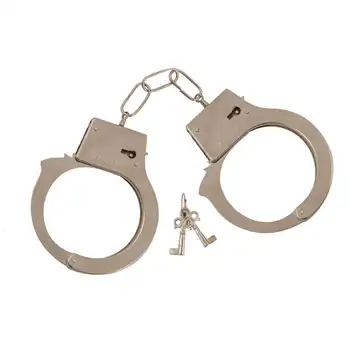 

TOY PRISONER HANDCUFFS SILVER METAL WITH KEYS COPS ROBBERS CONVICT I LOVE FANCY DRESS COSTUME SEXY COSPLAY ACCESSORY