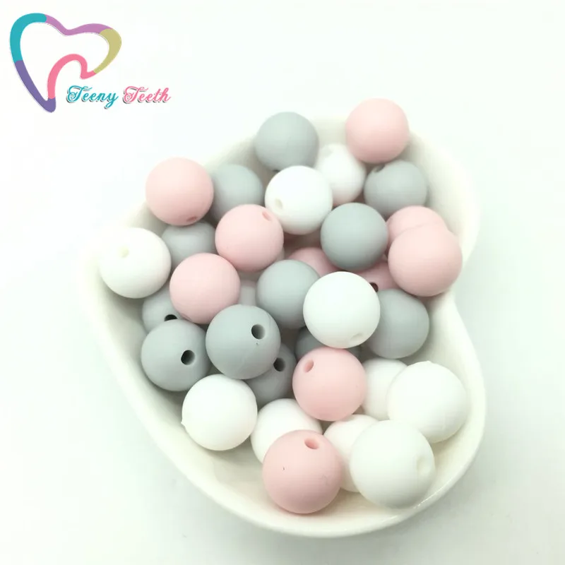 

Teeny Teeth 30 PCS12-15 MM Silicone Teething Bead Baby Chewable Pacifier Clips Beads Food Grade Silicone BPA FREE Teething Toys