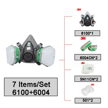 3 м 6100+ 6004 полумаска для лица размер маленький с 6004 картриджами аммиака МЕТИЛАМИН органический паровой картридж 7 шт. костюм LT007