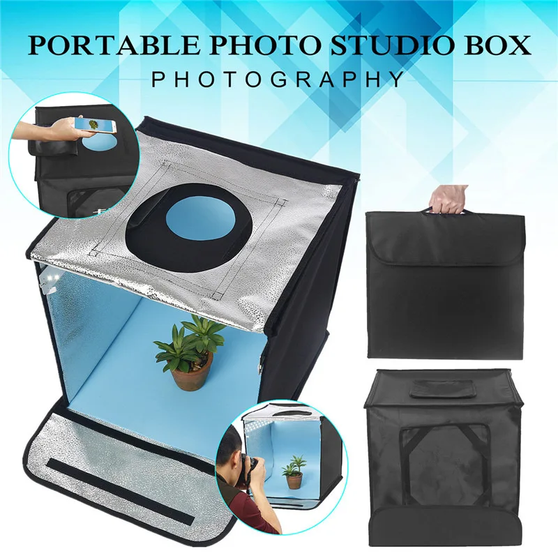 

Collapsible Photography Tent 3 x Background Papers + Light Absorbing Cloth Soft Cloth LED Light Bars Super Bright Portable