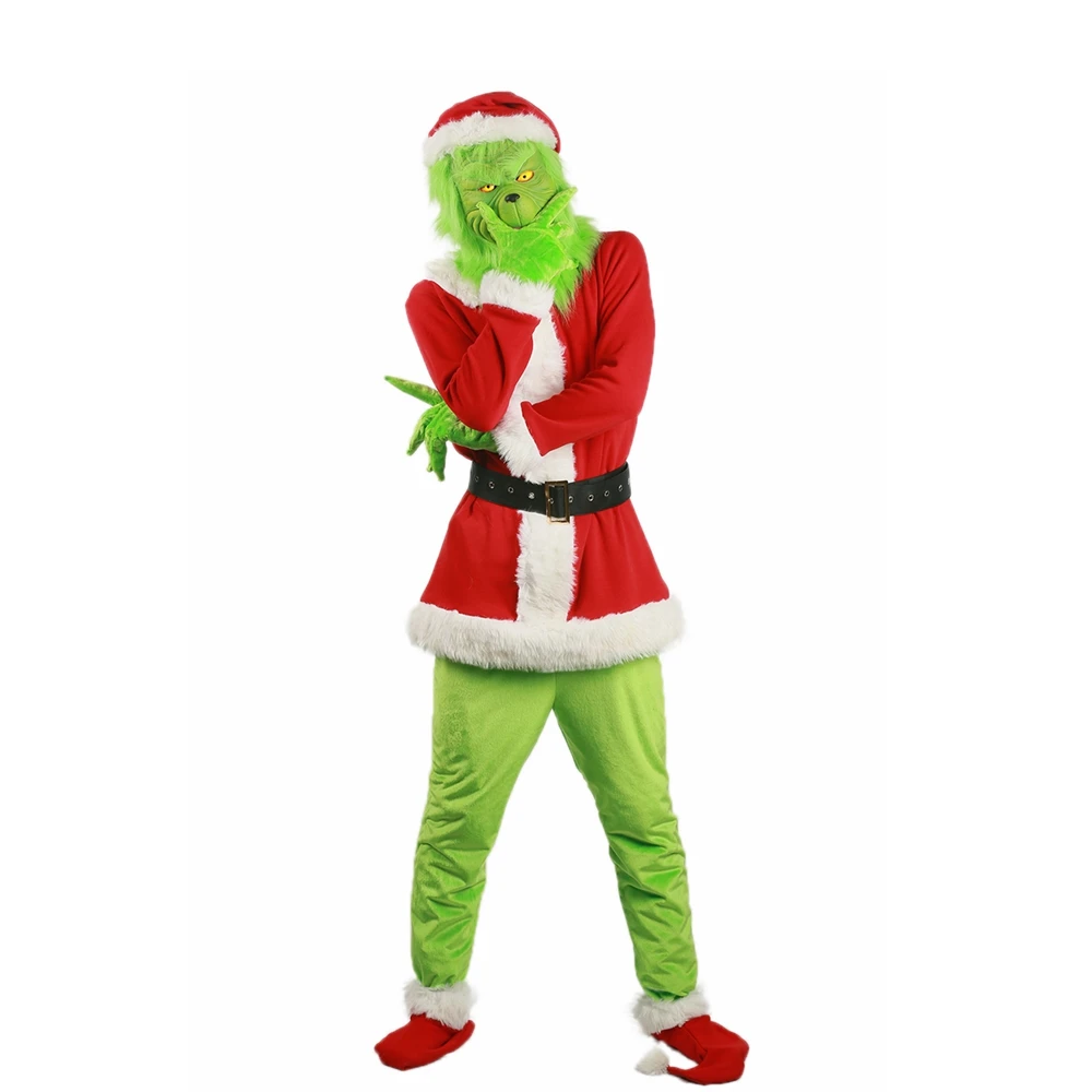 Бренд XCOSER, новинка, распродажа, костюм гринча Санты, как Гринч, украли, для рождественской вечеринки, костюм для косплея, наряды для мужчин и женщин