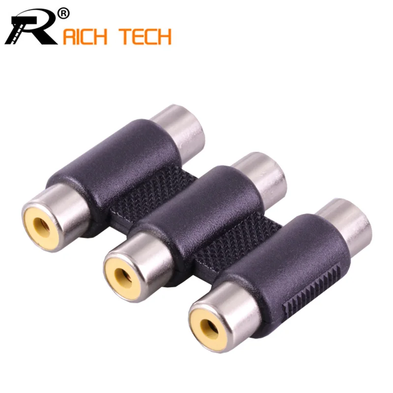 

3Pcs Special Design 3 Way RCA Jack Jack Connector 3xRCA Female Socket to 3RCA Female Adapter Speaker Cable Plugs