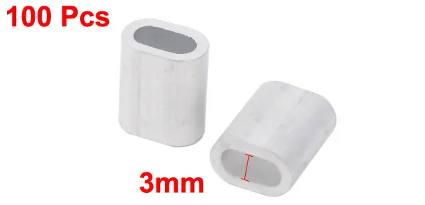 UXCELL 100Pcs 3mm Diameter Steel Wire Rope Aluminum Ferrules Sleeves Clip Fittings Cable Crimps