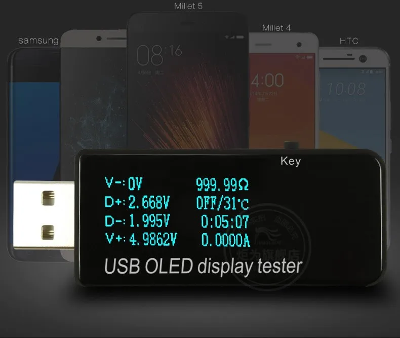 OLED 128x64 USB Тестер Вольтметр постоянного тока измеритель напряжения power Bank емкость батареи монитор qc3.0 зарядное устройство для телефона детектор