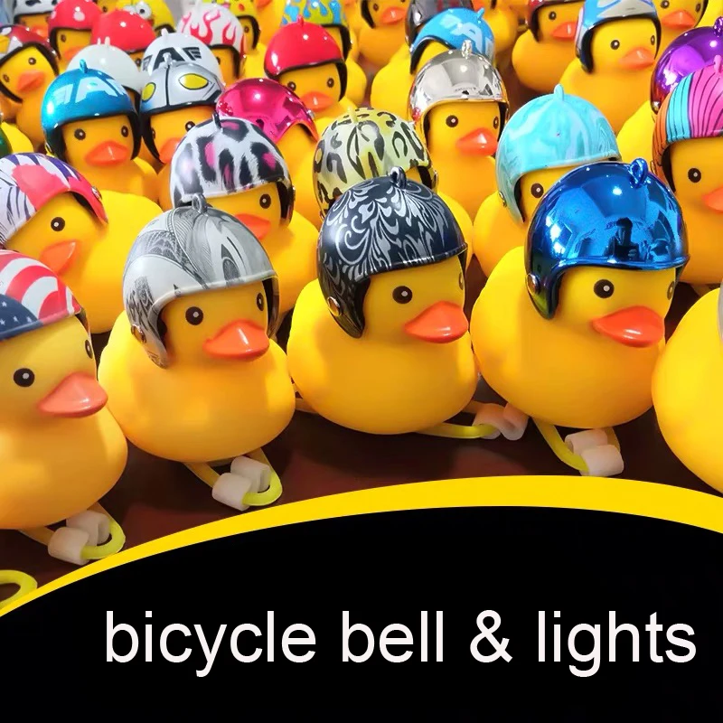 

Small yellow duck bicycle bell motorcycle with helmet riding horn lights