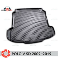Коврик для багажника Volksawgen Polo V Sedan 2009~, коврик для багажника, Нескользящие полиуретановые грязеотталкивающие накладки для интерьера, стайлинга автомобилей