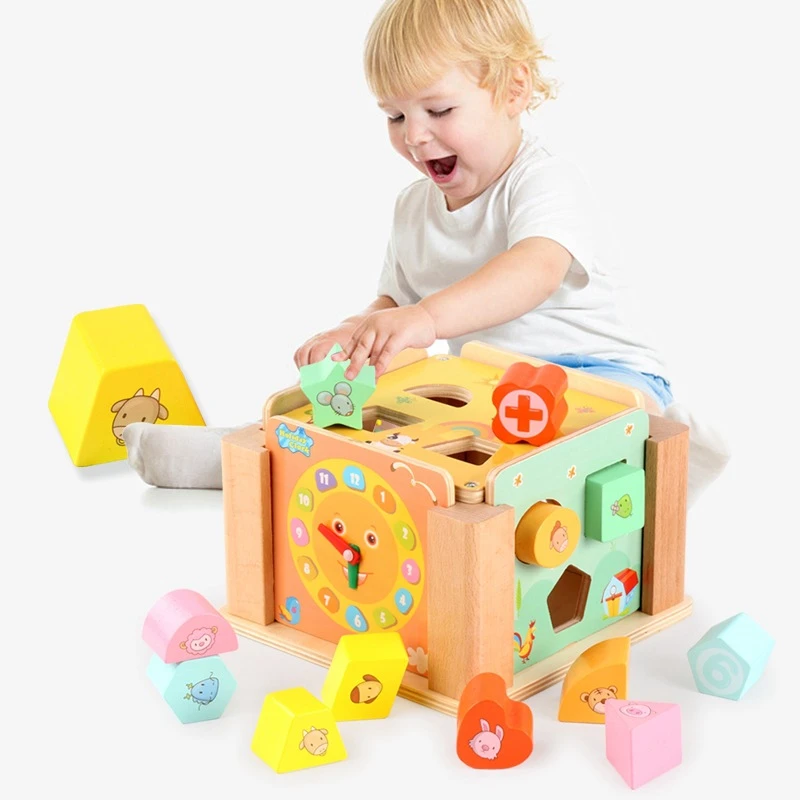 

12 Hole Baby Intellectual Box Educational Blocks Toys Wooden Block Parent-child Interaction Game Klocki Drewniane Oyuncak