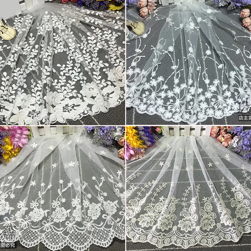 

2Yards african Lace Fabrics white Flower Embroidered High Quality DIY Craft Sewing Dress Clothing Women's Clothing Lace Trim
