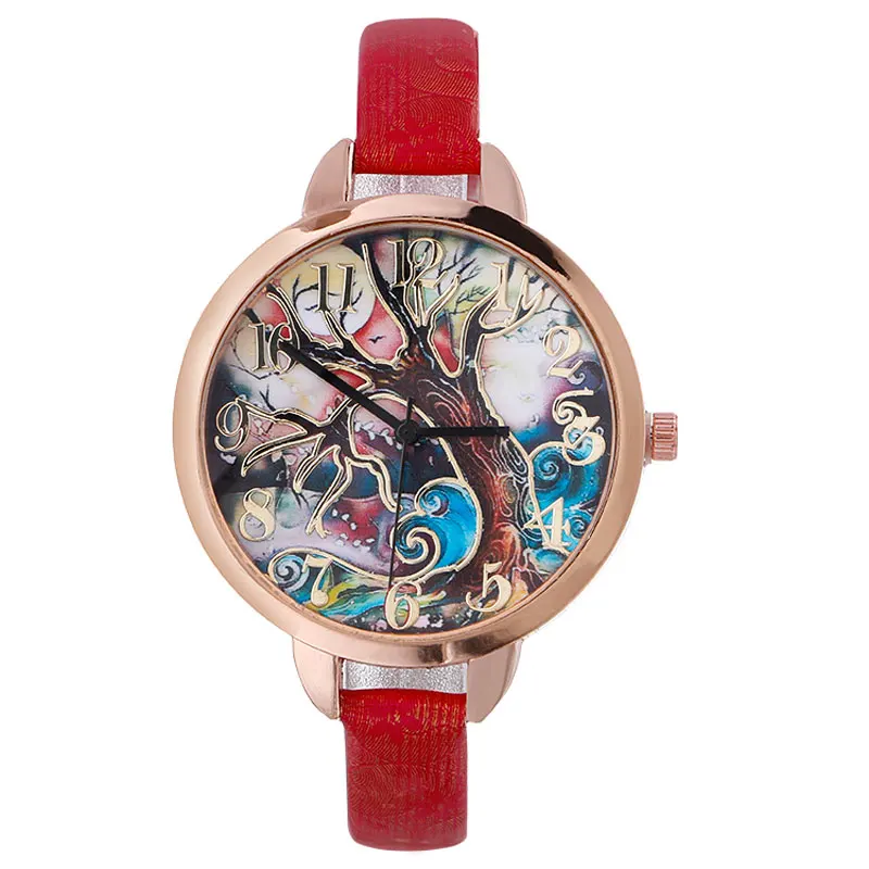 

FUNIQUE Big Dial Fashion Bracelet Watches Women Life tree Pattern Women Quartz watch Ladies Clock Wristwatch Female Sport Watch