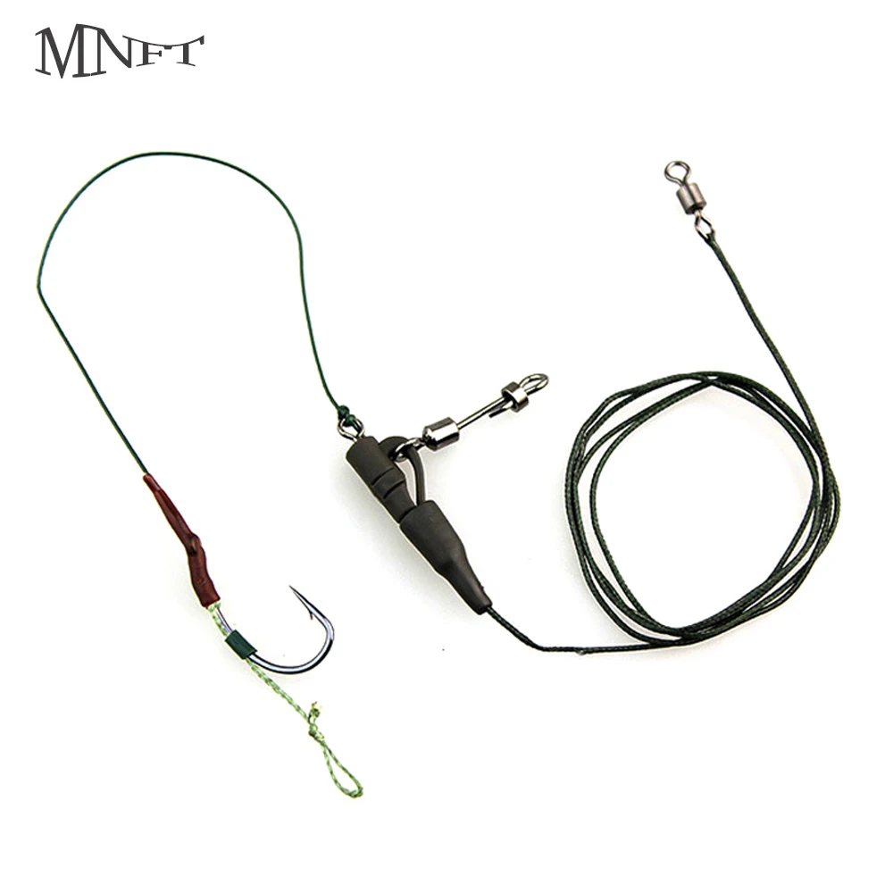 MNFT 4 Set Carp Fishing Rig Hook Group 35lbs Pull Force Leader Lines
