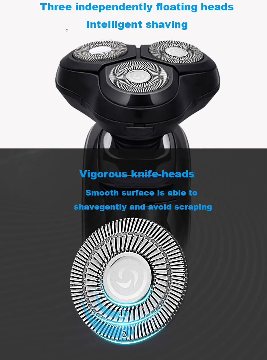 Пулис Для Мужчин's электробритва тройной плавающей лезвия головы мокрый/Dry Моющиеся бритвенный станок Борода бритва USB Перезаряжаемые
