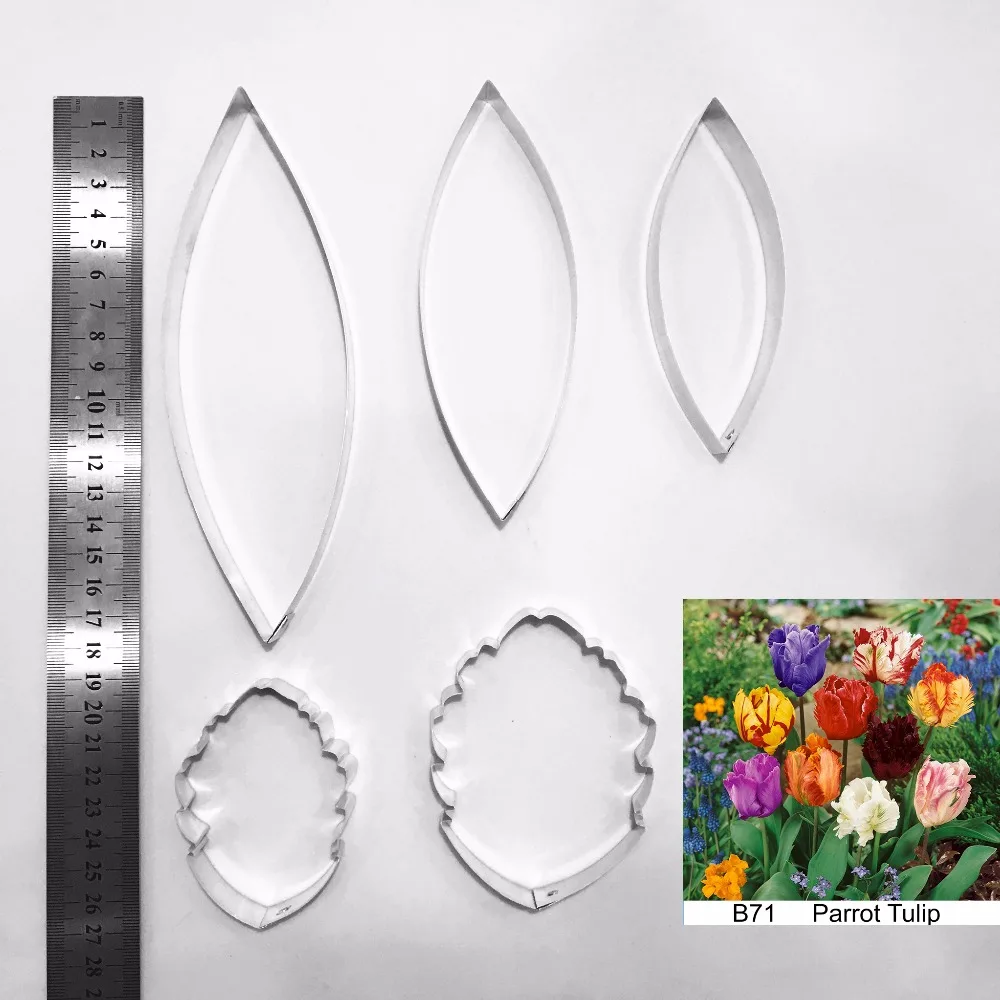 

parot tulip Petal and leaf clay flower mold Full Set Cutters, Sugarcraft cutters,flower cutter, Clay tools,Clay flower cutters
