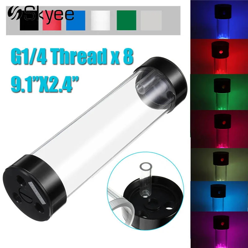

60x234mm Acrylic Aluminum Water Cooling Tank G1/4 Cylinder Water Cooling Reservoir for Computer CPU Support RGB Light Bar
