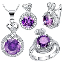 Uloveido свадебный ювелирный набор серебряные кольца серьги ожерелье наборы ювелирные изделия с фианитами Свадебные аксессуары 60% распродажа T462 Bijoux