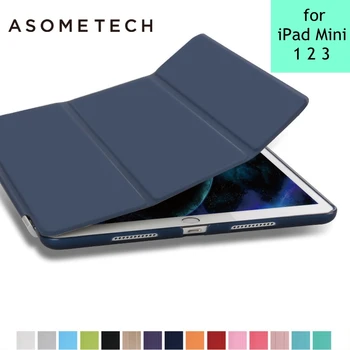 

Removeable fundas for iPad mini1/2/3 PU Leather Multi-folding Magnetic Cover translucent Shockproof Sleep shell for iPad mini 12