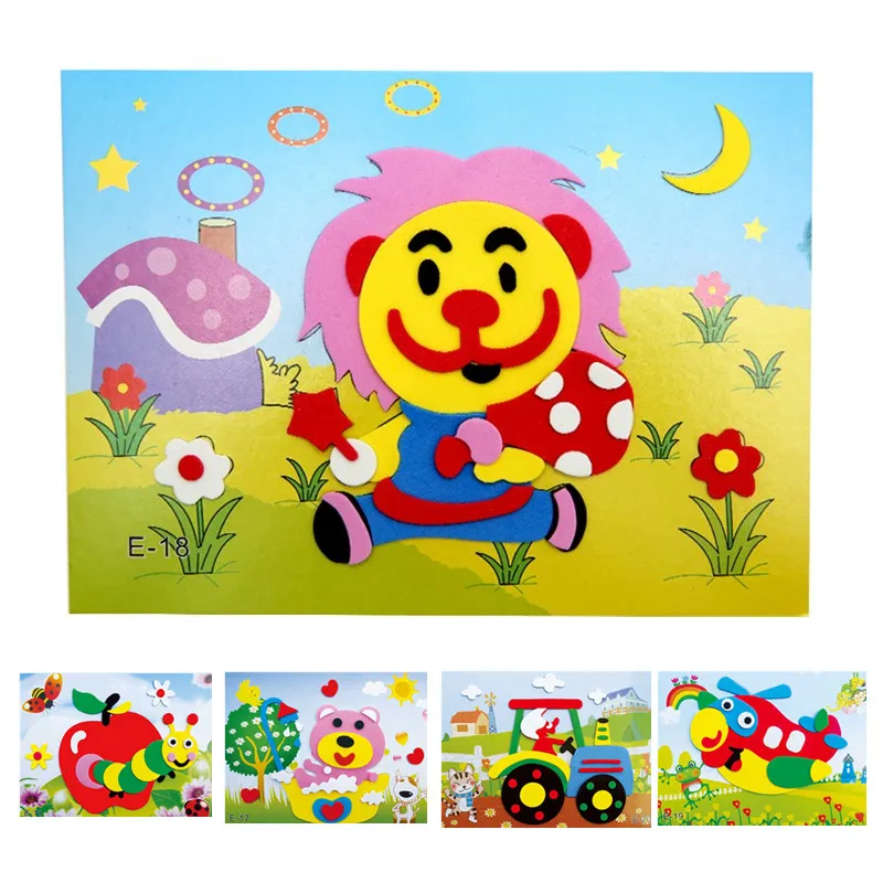 Bricolage Animal de bande dessinée 3D EVA mousse autocollant 20 conceptions série de Puzzle jouets éducatifs d'apprentissage précoce pour les enfants