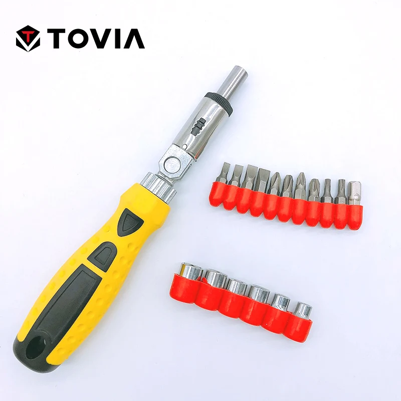 

TOVIA 18 pcs ratcheting screwdriver bit and socket set with magentic driver handle reversing mechanism non slip handle