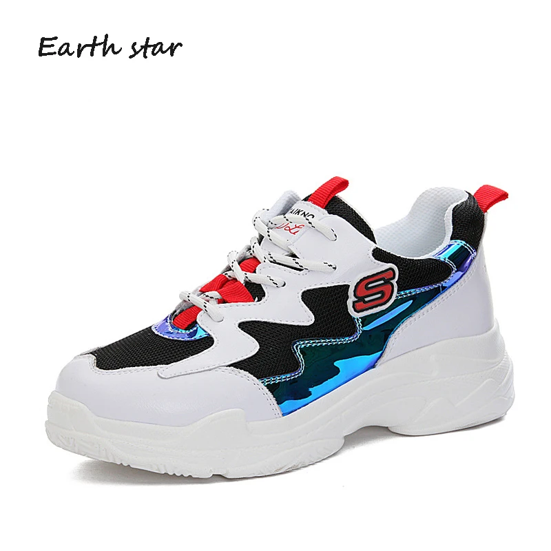 

EARTH STAR Autumn Casual White Shoes Women Brand Sneaker Real Leather Lady Platform Shoe Breathable Female footware chaussure