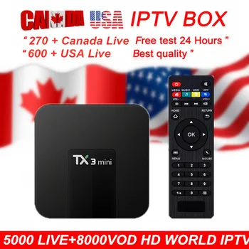 

TX3 mini android tv box android 7.1+OTT IPTVsubscription USA IPTV Europe France Portugal Spain Canada iptv box M3U smart tv box