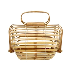 Женские бамбуковые сумки, женская летняя пляжная сумка, Дамская винтажная трикотажная сумка, INS популярная дорожная Складная Сумка-клатч SS3022