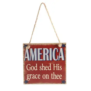 

Fourth Of July Party AMERICA God Shed His Grace On Thee Hanging Sign Decoration Fiberboard