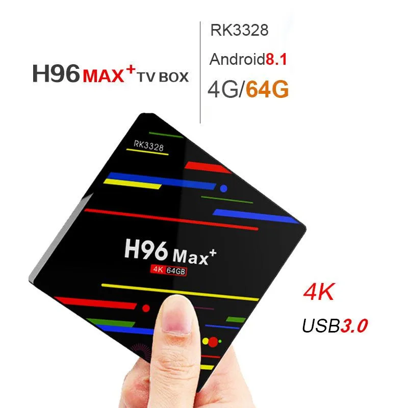 

H96 MAX+ Android 8.1 TV Box 4GB RAM64GB ROM Set Top Box RK3328 2.4G/5G Wifi 4.0 4K H.265 Media Player pk h96 pro