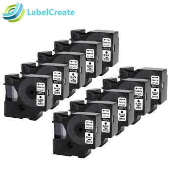 

LabelCreate 10 Packs Compatible DYMO D1 Label Tape 53713 24mm*7m Black on White Dymo Label Printer Ribbon DYMO D1 Label Maker
