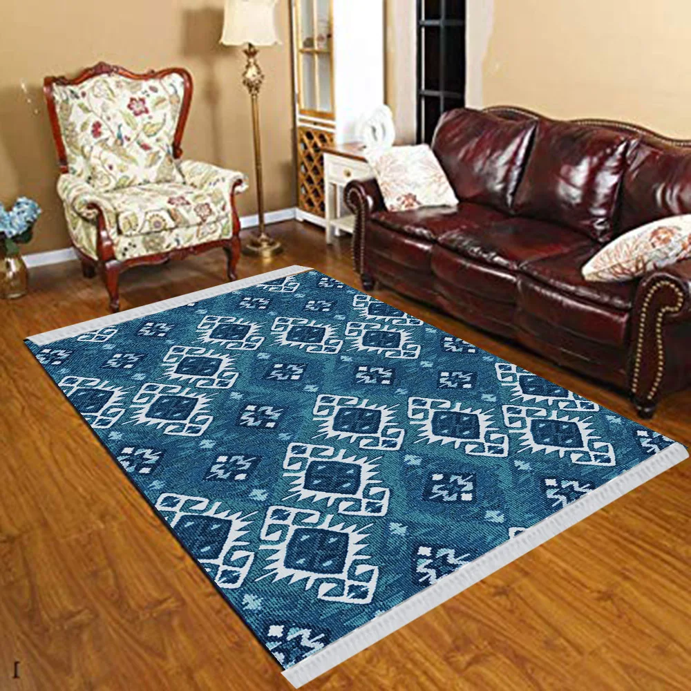 Else Nordec черно-белый ikat скандинавский геометрический 3d принт Противоскользящий килим моющийся декоративный килим Площадь Ковер богемный ковер