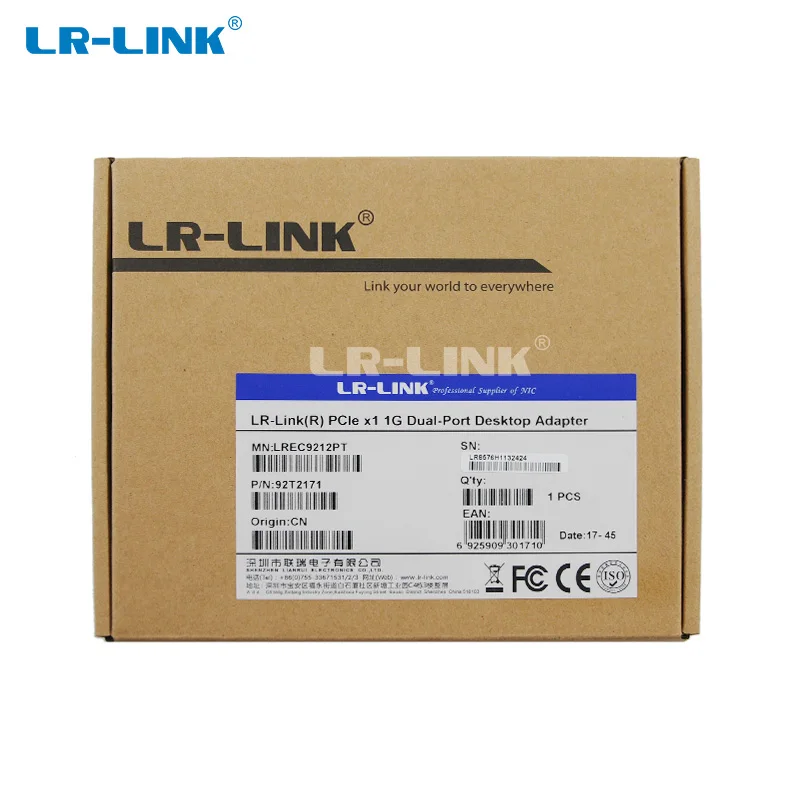 LR-LINK 9212PT Gigabit Ethernet сетевой карты 10/100/1000 Мбит/с PCI-E адаптер с двумя портами для RJ45 беспроводной локальной сети для ПК Intel 82576 E1G42ET Совместимость