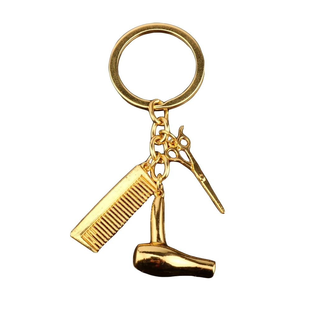 

Creative Hair Dryer Scissors Comb Pendant Keychain Keyring Gift for Hairdresser
