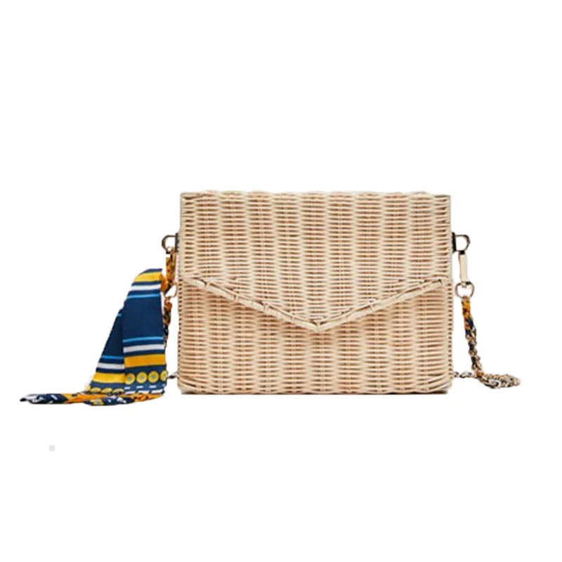 Women Ribbon Straw Bag Female Summer Rattan Handbag INS Popular Lady Casual Clutch Bag Travel Handmade Knitted Crossbody SS3135 (11)